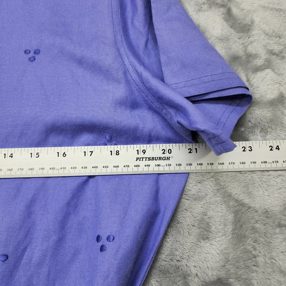 Vintage JA STUDIO Dress Womens L Purple Rami Rayon Blend Embroidered Belted Midi